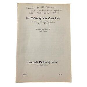 The Morning Star Choir Book Unison Two Part Music Treble Male Voices Vintage 50s